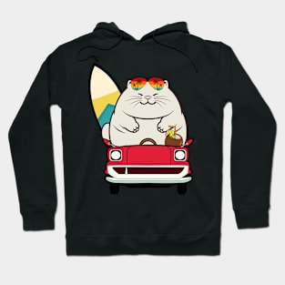 Funny Fat cat is driving to the beach Hoodie